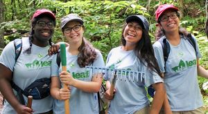 LEAF interns work at Black Cap trail in the Green Hills Preserve.