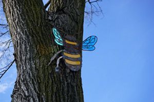 Public art of a bumblebee at Turner Station.