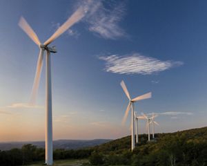 Wind turbines, West Virginia. Wind turbines are a growing source of electric power in the United States.
