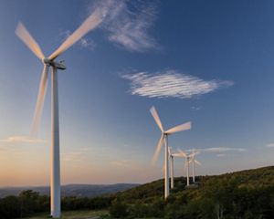 Wind mills on a ridgeline.