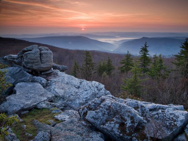 Sunrise viewed from the Dolly Sods Wilderness area in West Virginia.