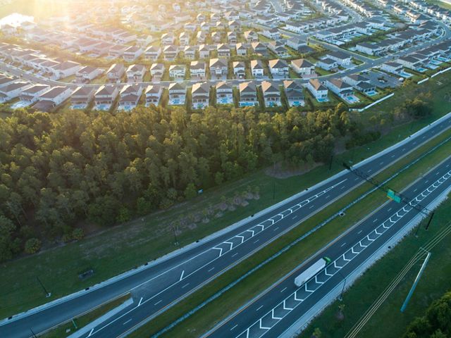 Aerial photo of urban sprawl - houses and roadways in Central Florida.