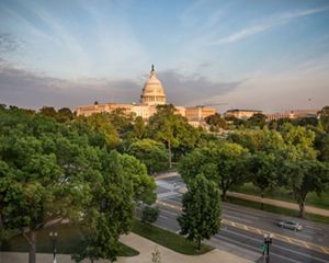 U.S. Capitol Building at sunset.