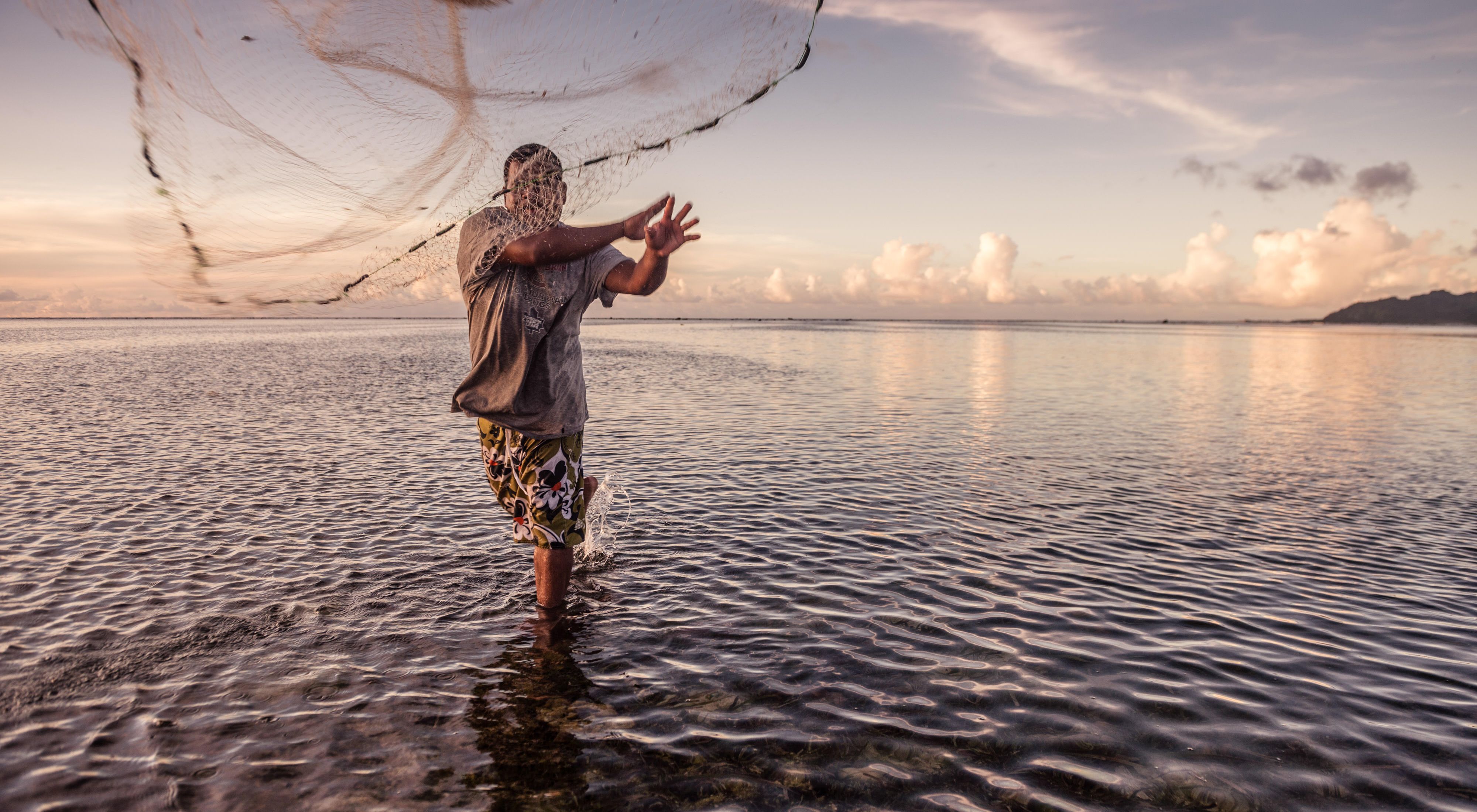 A reef fisherman from Walalung Village on the island of Kosrae, Micronesia.
