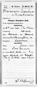 Handwritten enlistment document dating from the Civil War.