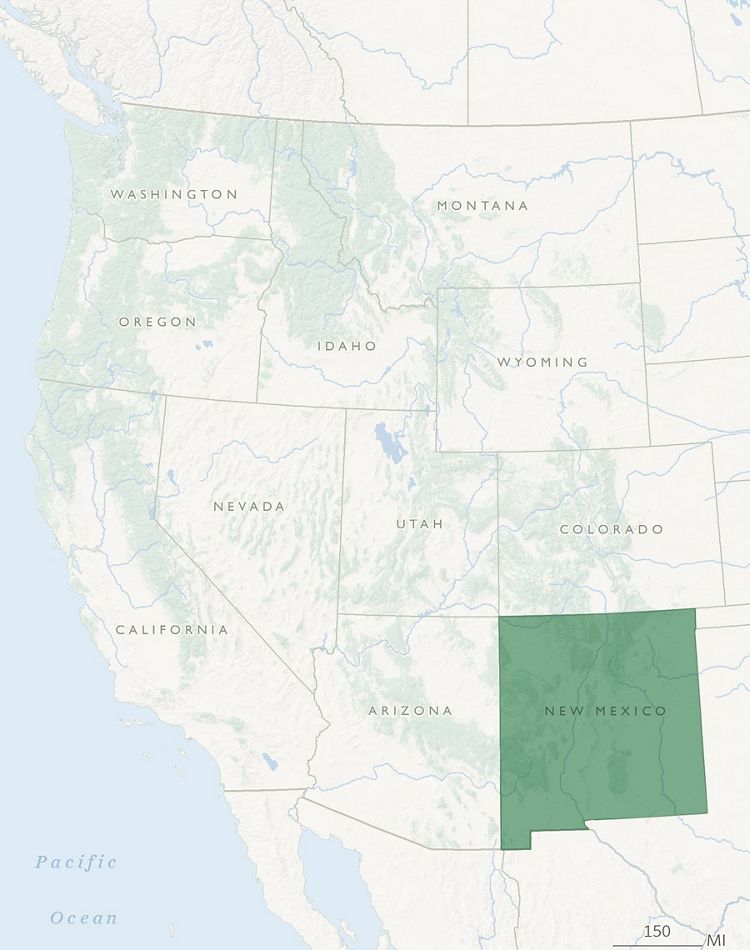 United States Western Drought Map with New Mexico highl