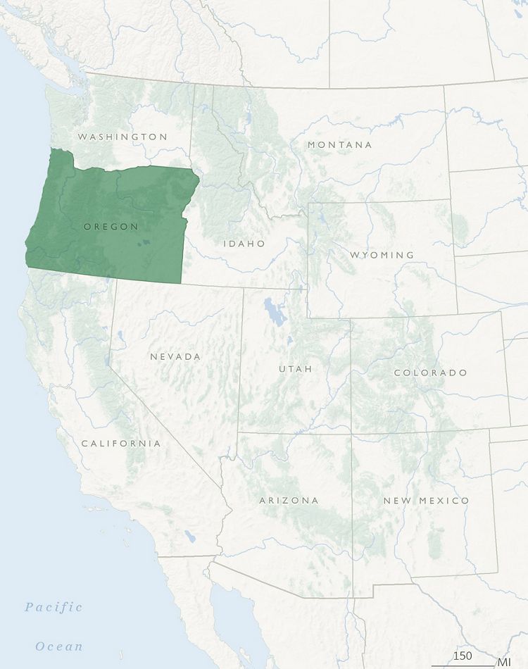 United States Western Drought Map with Oregon highlight