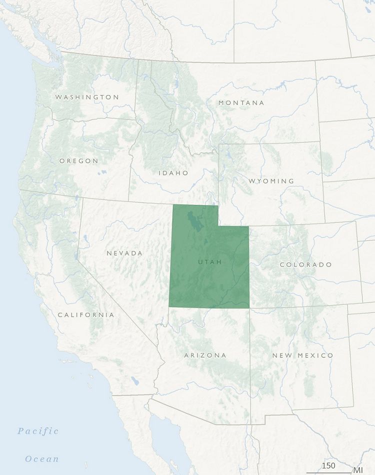 United States Western Drought Map with Utah highlighted