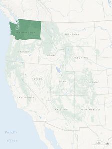 United States Western Drought Map with WA highlighted