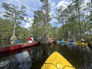 Group of paddlers on Mill Pond Virginia.