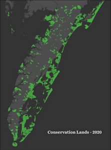Map showing protected lands on VA's Eastern Shore 2020.