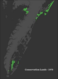 Map showing protected lands on VA's Eastern Shore 1970.