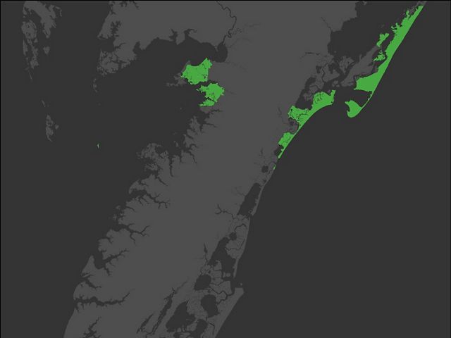 Map showing protected lands on VA's Eastern Shore 1970.