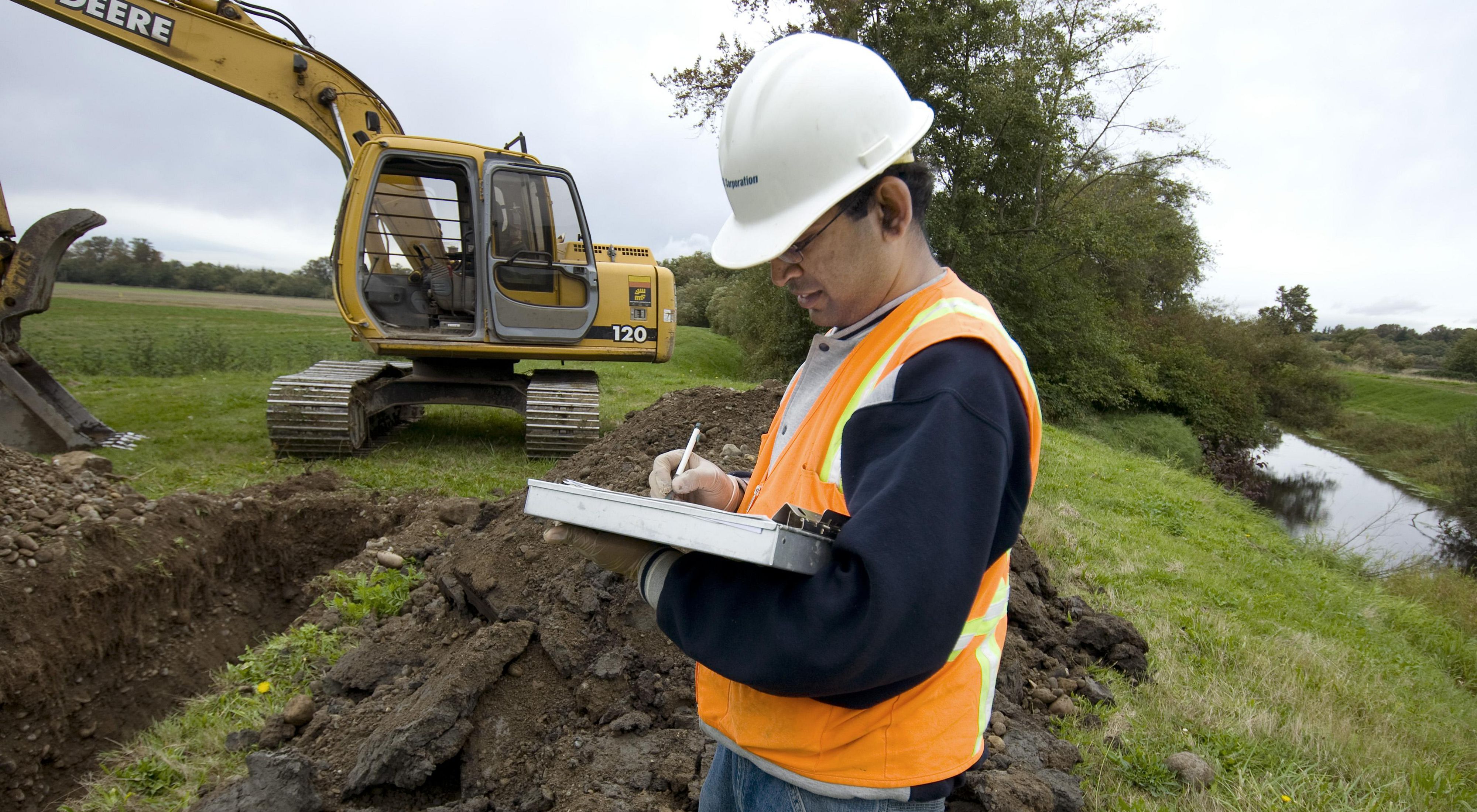 Photo of soil testing in Washington State, a stimulus project.