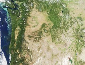 a satellite image of the pacific northwest area of the united states.