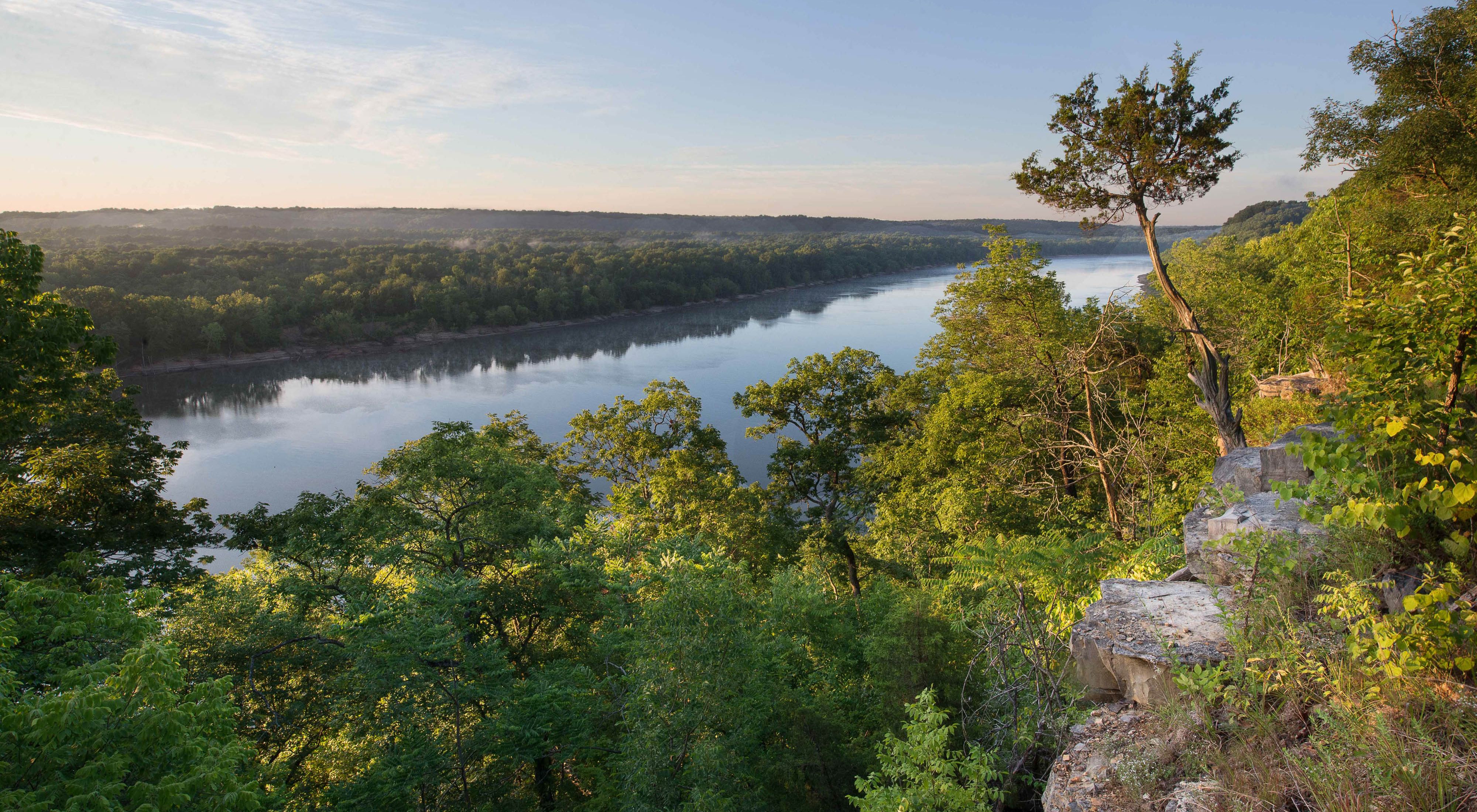 The Ohio River atop one of the bluffs at Wallier Woods in Harrison County, Indiana.