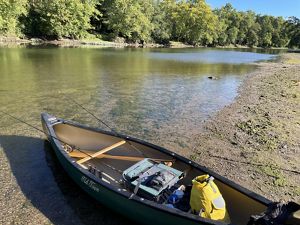 Canoe on the banks of the White River. 