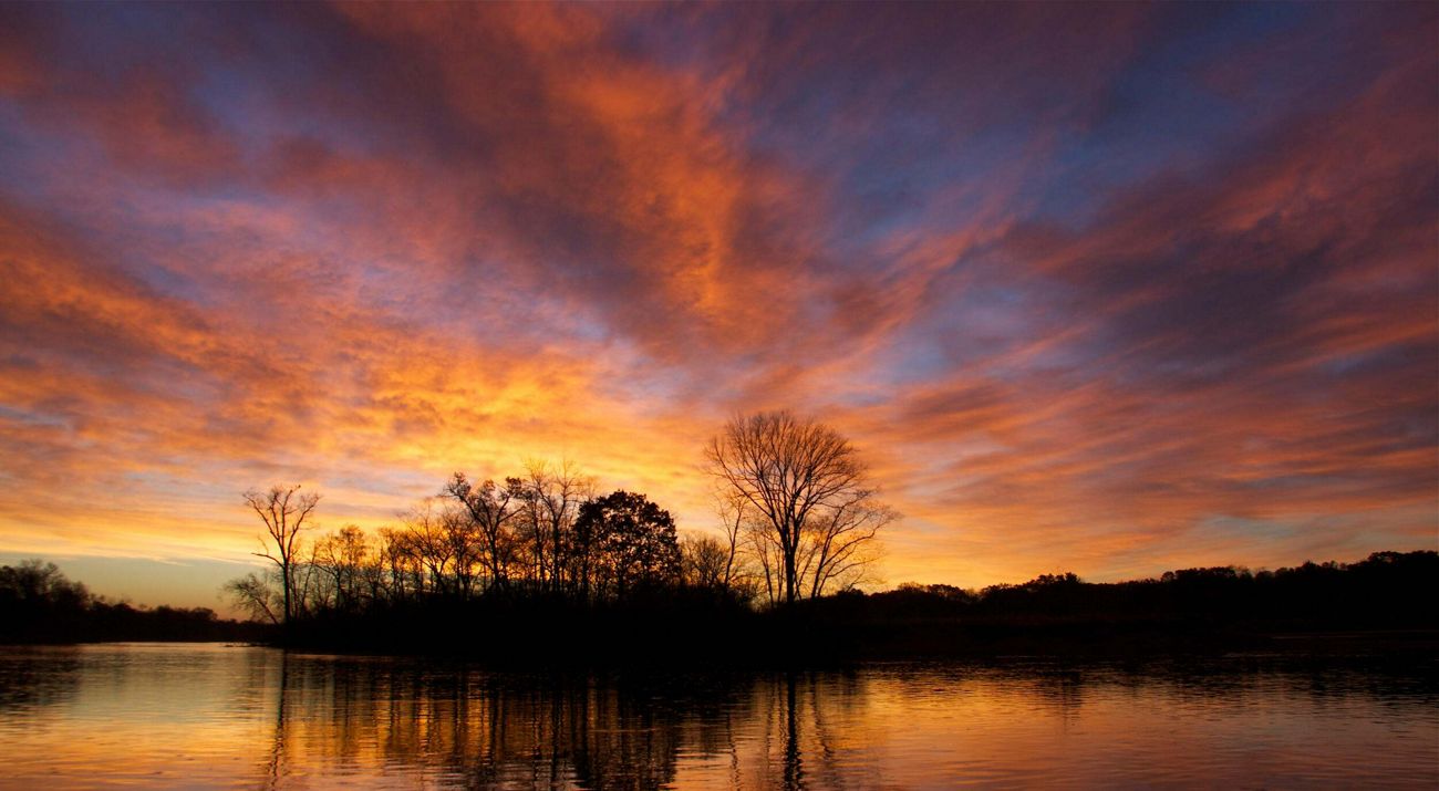 A sunrise over the Wisconsin River.