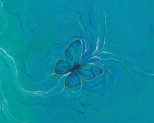 An illustration of a blue butterfly against a swirling blue background.