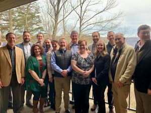 Staff and board members of TNC in West Virginia gathered at Canyon Rim Visitors Center at the New River Gorge National River Sen. Joe Manchin speak about passing LWCF.