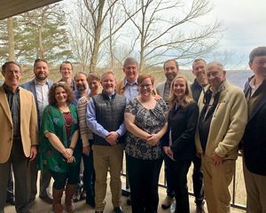 Staff and board members of TNC in West Virginia gathered at Canyon Rim Visitors Center at the New River Gorge National River Sen. Joe Manchin speak about passing LWCF.