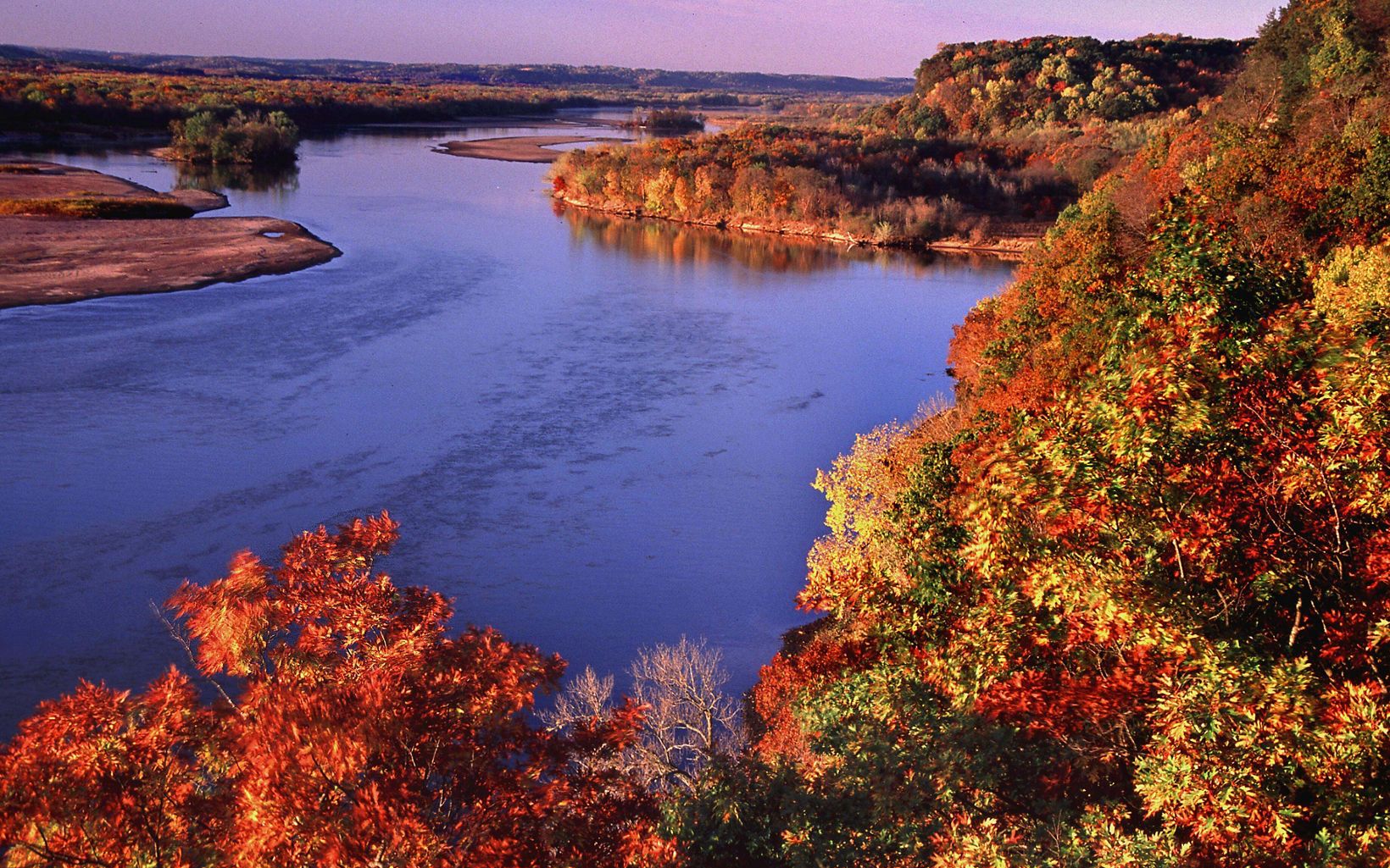 Cactus Bluff in Wisconsin covered in fall foliage. 