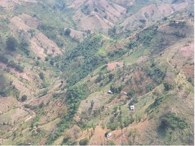 The part of the Patiayam Mountains landscape that looks open when viewed from a height.