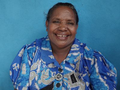 Head of Waifuna, a women's group that manages the sasi area, in Kapatcol Village, Raja Ampat, West Papua.