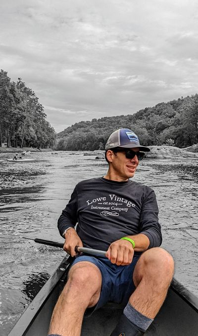 Zack Mondry in a canoe.