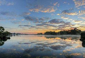 Sunrise over Zambia's Kafue River.