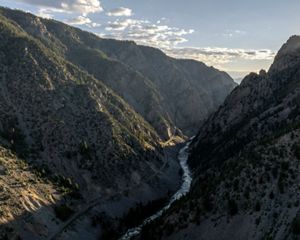The Colorado River cuts through a canyon near Kremmling, Colorado.